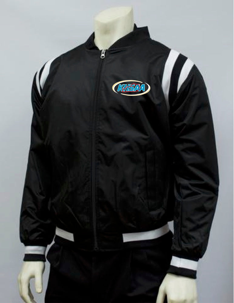 KY-BKS227- KHSAA Smitty Collegiate Style Black Jacket w/ Black & White Side Insets - Officially Dalco