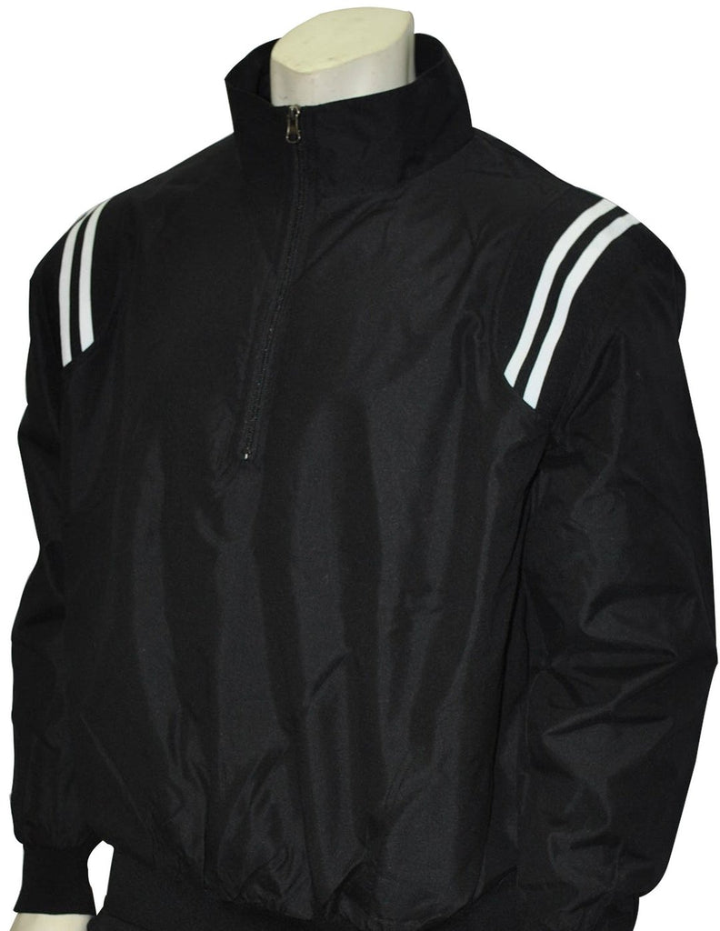 BBS320 BLK/BLK/WHT - Smitty Long Sleeve Microfiber Shell Pullover Jacket W/ Half Zipper - Officially Dalco