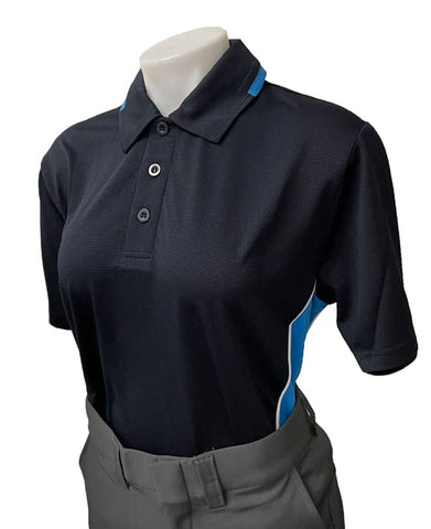 BBS346 - Women's "BODY FLEX" Smitty "NCAA SOFTBALL" Style Short Sleeve Umpire Shirts - Midnight Navy/Bright Blue