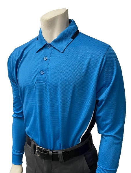BBS347 - Men's "BODY FLEX" Smitty "NCAA SOFTBALL" Style Long Sleeve Umpire Shirts - Bright Blue/Midnight Blue