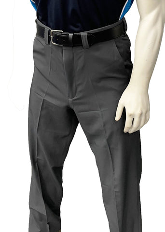 BBS358- "NEW" Men's Smitty "4-Way Stretch" FLAT FRONT PLATE PANTS with SLASH POCKETS "EXPANDER WAISTBAND"- Charcoal Grey