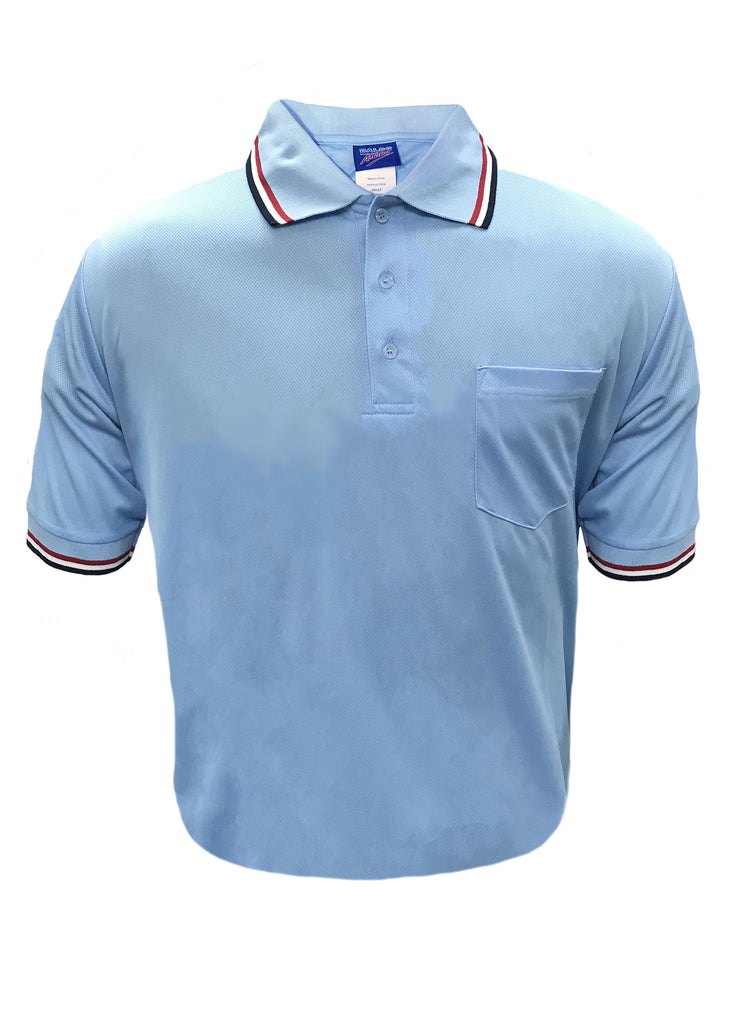D265 Dalco Baseball/Softball Umpire Shirt - Light Blue w/Red/White/Navy - Officially Dalco