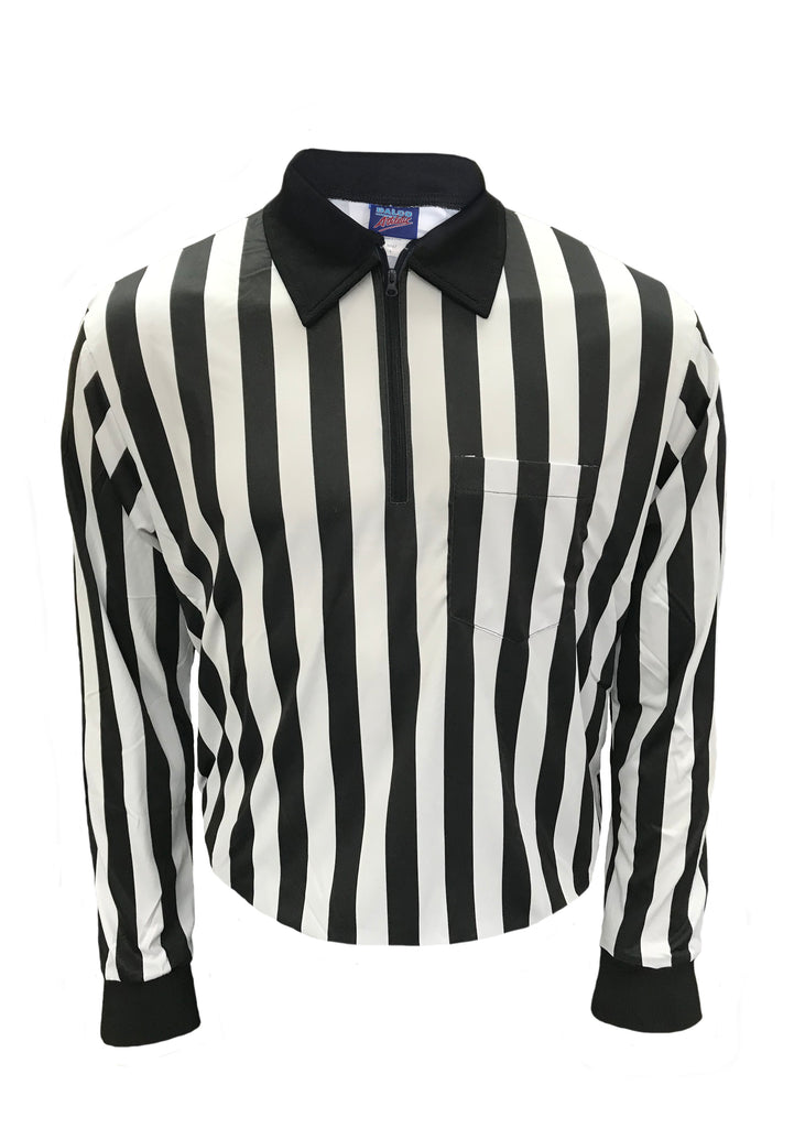 D724LS -Dalco Pro Comfort 1" Black & White Stripe Interlock Football Official's Shirt - Long Sleeve - Officially Dalco