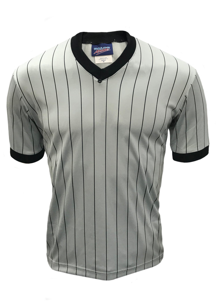 D725 - Dalco Men’s Basketball Referee Officials Shirt Pro Comfort Cooling Fabric Grey With Pinstripe - Officially Dalco