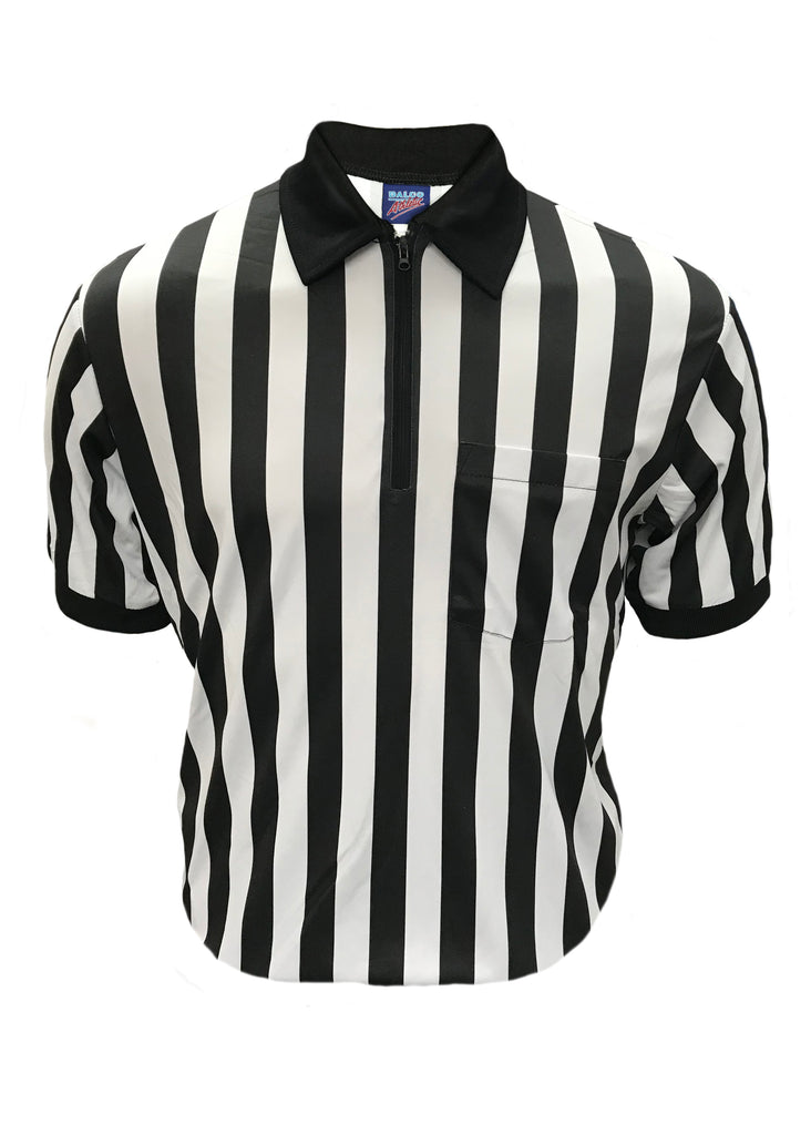 D730P -Dalco Pro Comfort 1" Black & White Stripe Interlock Football Official's Shirt - Short Sleeve - Officially Dalco