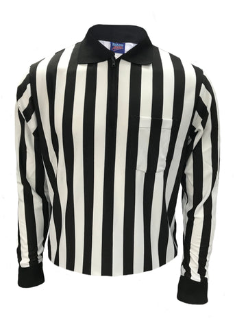 D824 - Dalco Football 1" Black & White Stripe Official's Shirt with Knit Collar - Long Sleeve