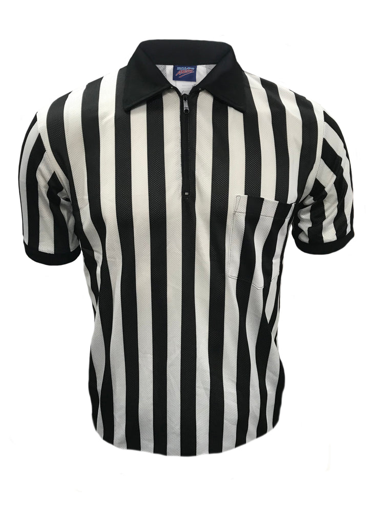 D830 - "CLEARANCE ITEM" Dalco Pin Dot Mesh Football 1" Black & White Stripe Referee Shirt - Officially Dalco