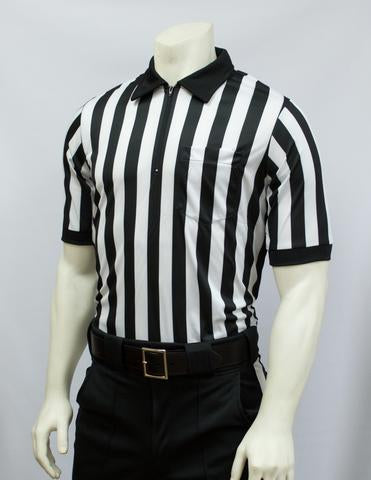 Smitty Official Referee Shirt Black / White Stripe Short Sleeve