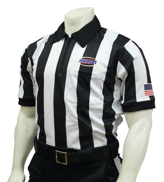 KY-FBS117E - Smitty 2" Stripe Elite Performance Interlock Short Sleeve Shirt - KHSAA Logo Embroidered - NO FLAG - Officially Dalco